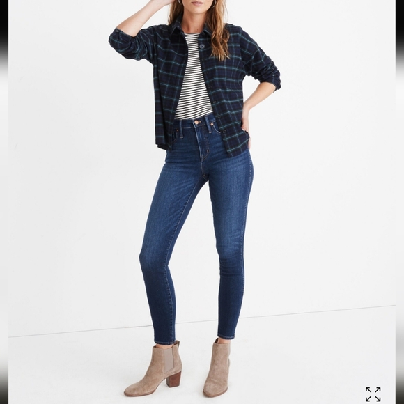 Madewell Denim - Madewell women's 10" high-rise skinny blue stretch denim jeans sz 26.